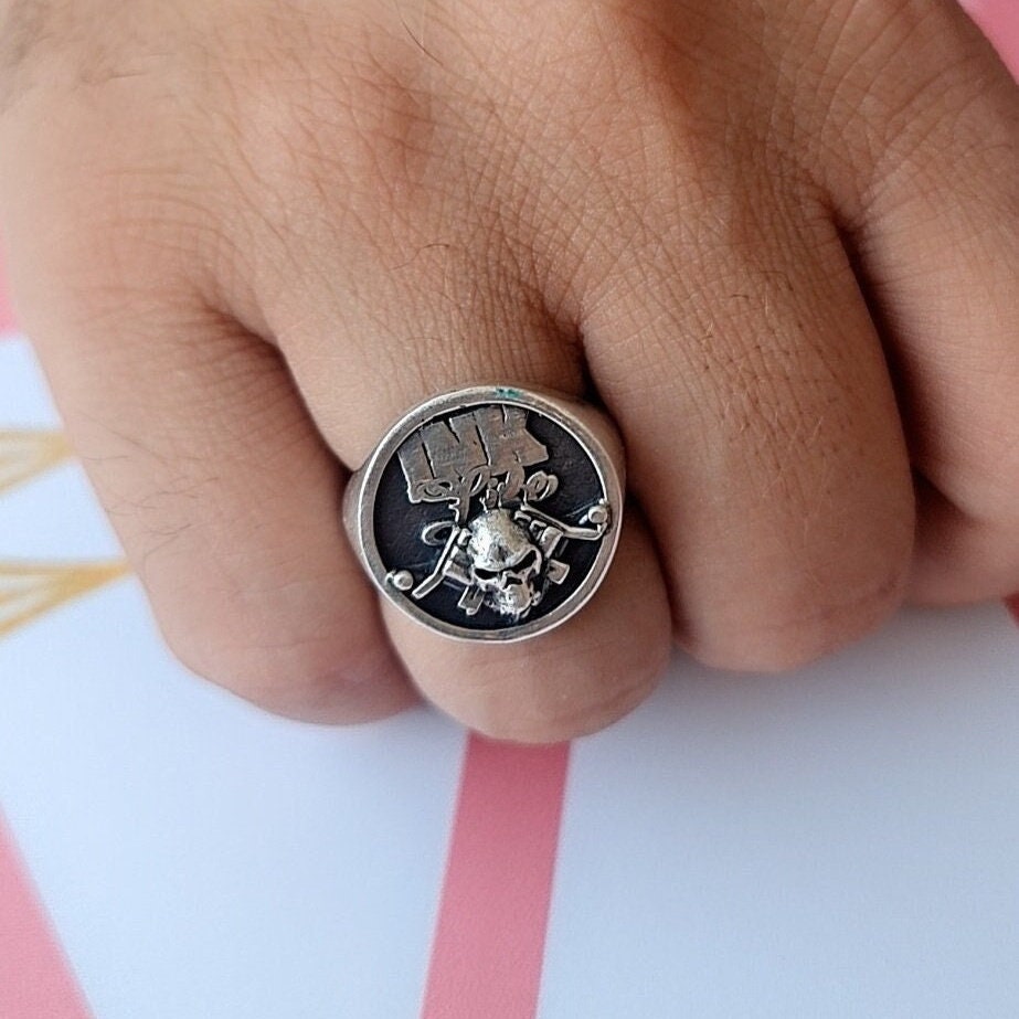 Tattoo Guns "Ink Life"-inspired Ring - Handmade Skull Ring - Crafted in 925 Sterling Silver