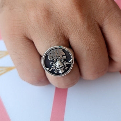 Tattoo Guns "Ink Life"-inspired Ring - Handmade Skull Ring - Crafted in 925 Sterling Silver