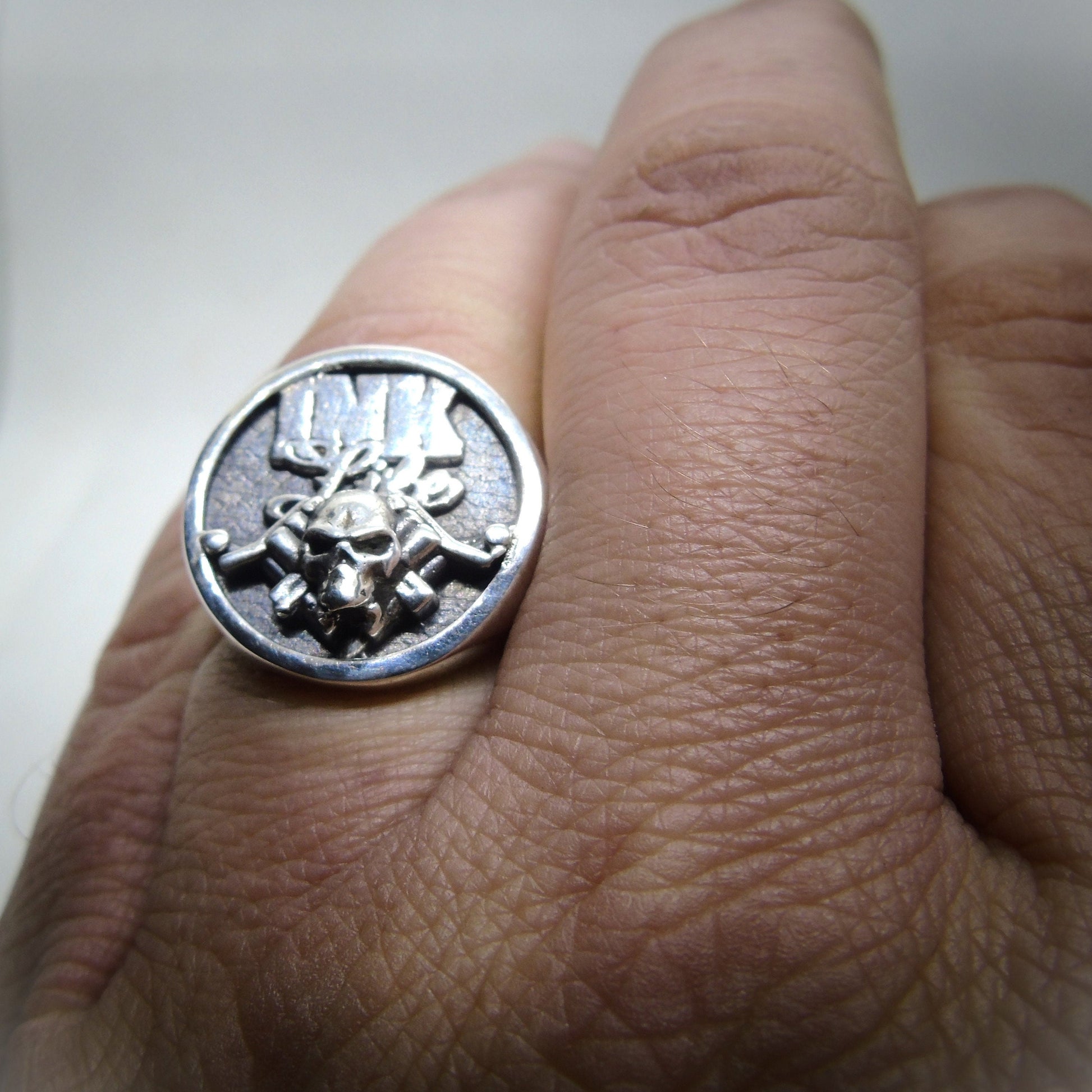 Tattoo Guns "Ink Life"-inspired Ring - Handmade Skull Ring - Crafted in 925 Sterling Silver