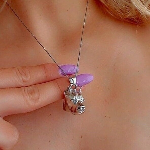 Sterling Silver Pitbull Pendant: Bold Dog Lover Gift