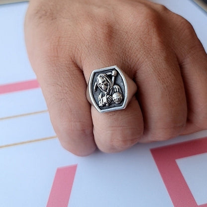 Handmade 925 Silver Grim Reaper Ring - Gothic Skull Jewelry