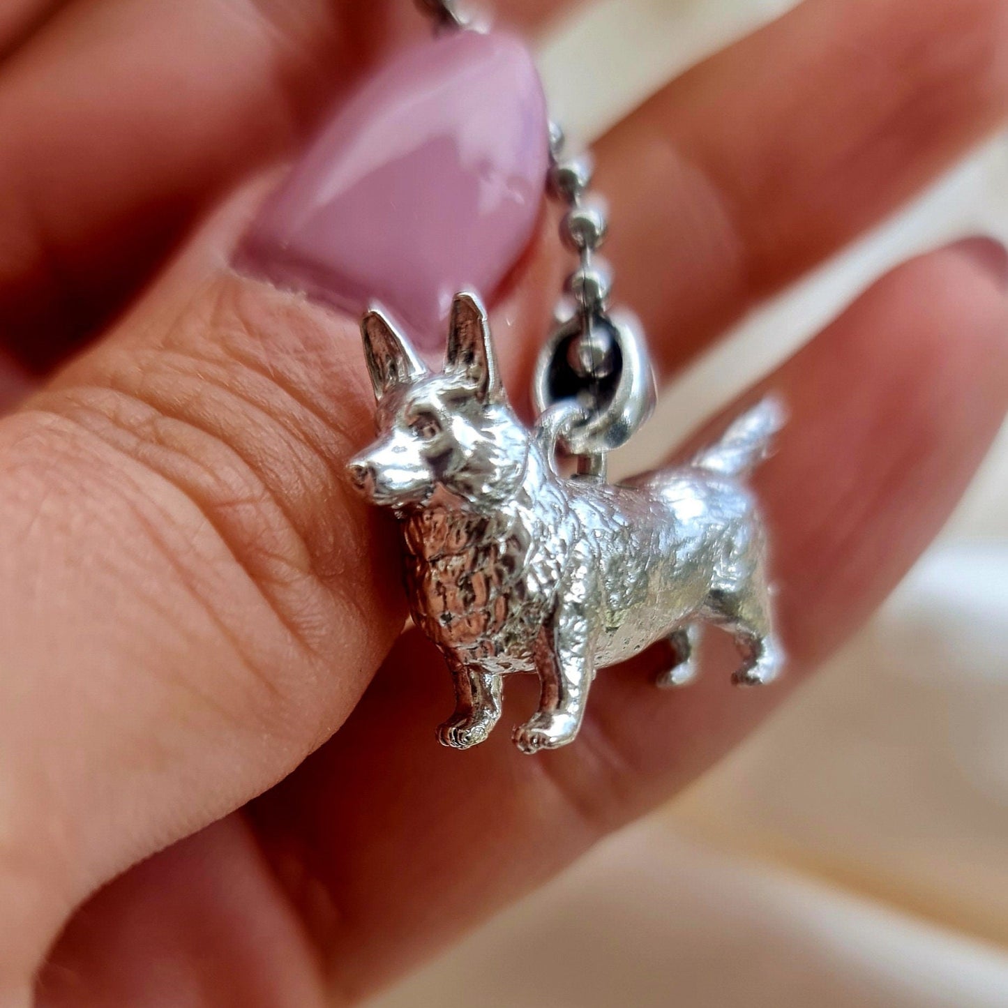 Handmade Sterling Silver Corgi Pendant: Dog Lover Gift