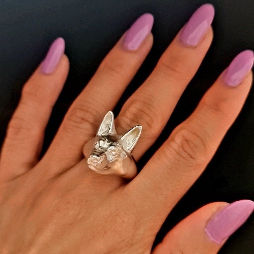 Sterling Silver German Shepherd Ring: Animal Jewelry immaculate details