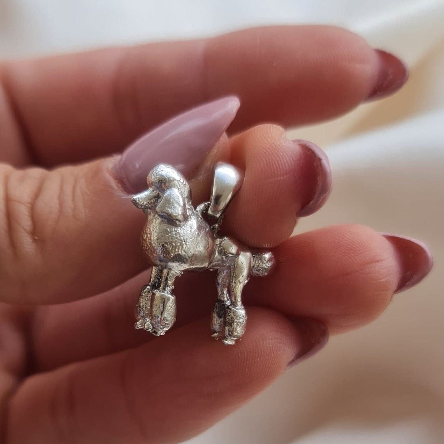 Handmade Sterling Silver Poodle Pendant: Dog Lover Gift