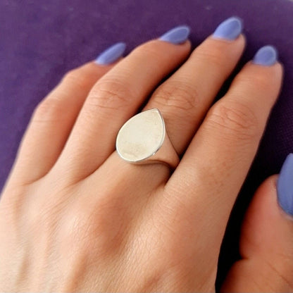 Sterling Silver Teardrop Ring: Geometric Point Design