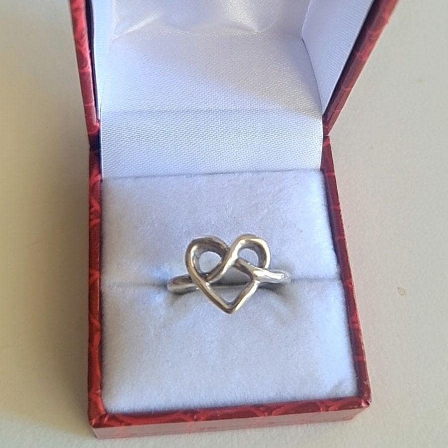 Sterling Silver Heart Knot Ring: Minimalist Love Jewelry