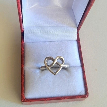 Sterling Silver Heart Knot Ring: Minimalist Love Jewelry