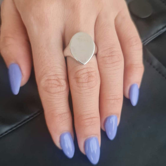 Sterling Silver Teardrop Ring: Geometric Point Design