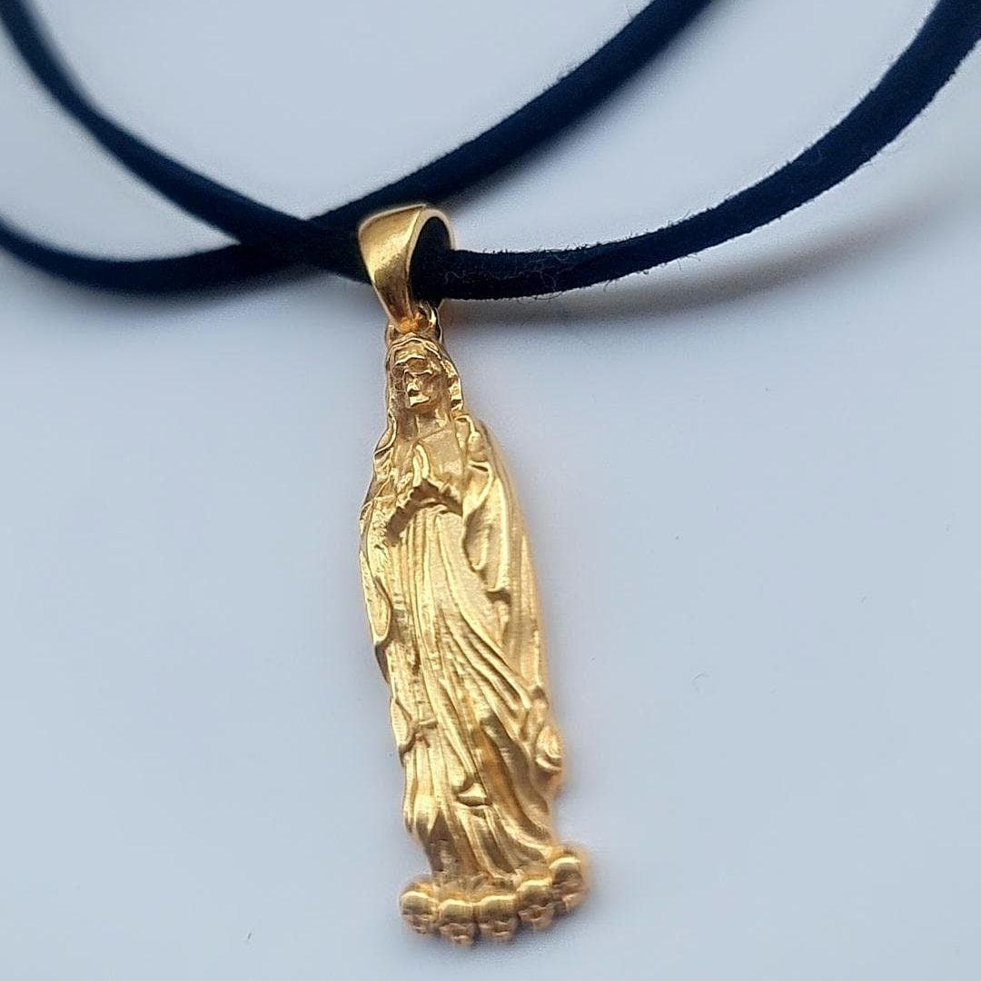 18K Gold Plated Santa Muerte Pendant: Handmade 925 Silver Grim Reaper charm