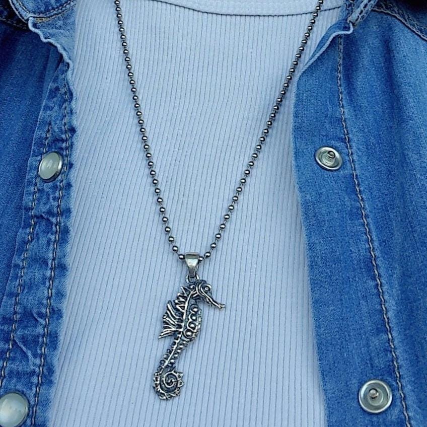 Seahorse large Pendant: Oceanic Statement Piece Handmade Sterling Silver