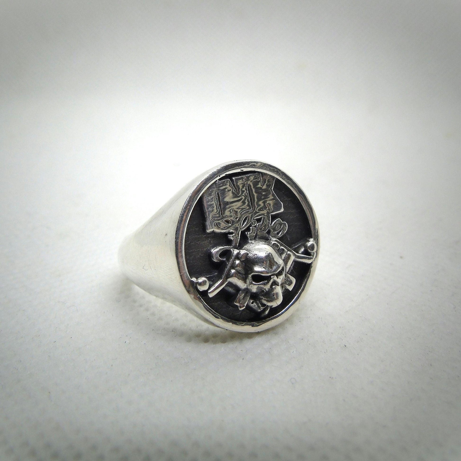 Tattoo Guns "Ink Life"-inspired Ring - Handmade Skull Ring - Crafted in 925 Sterling Silver