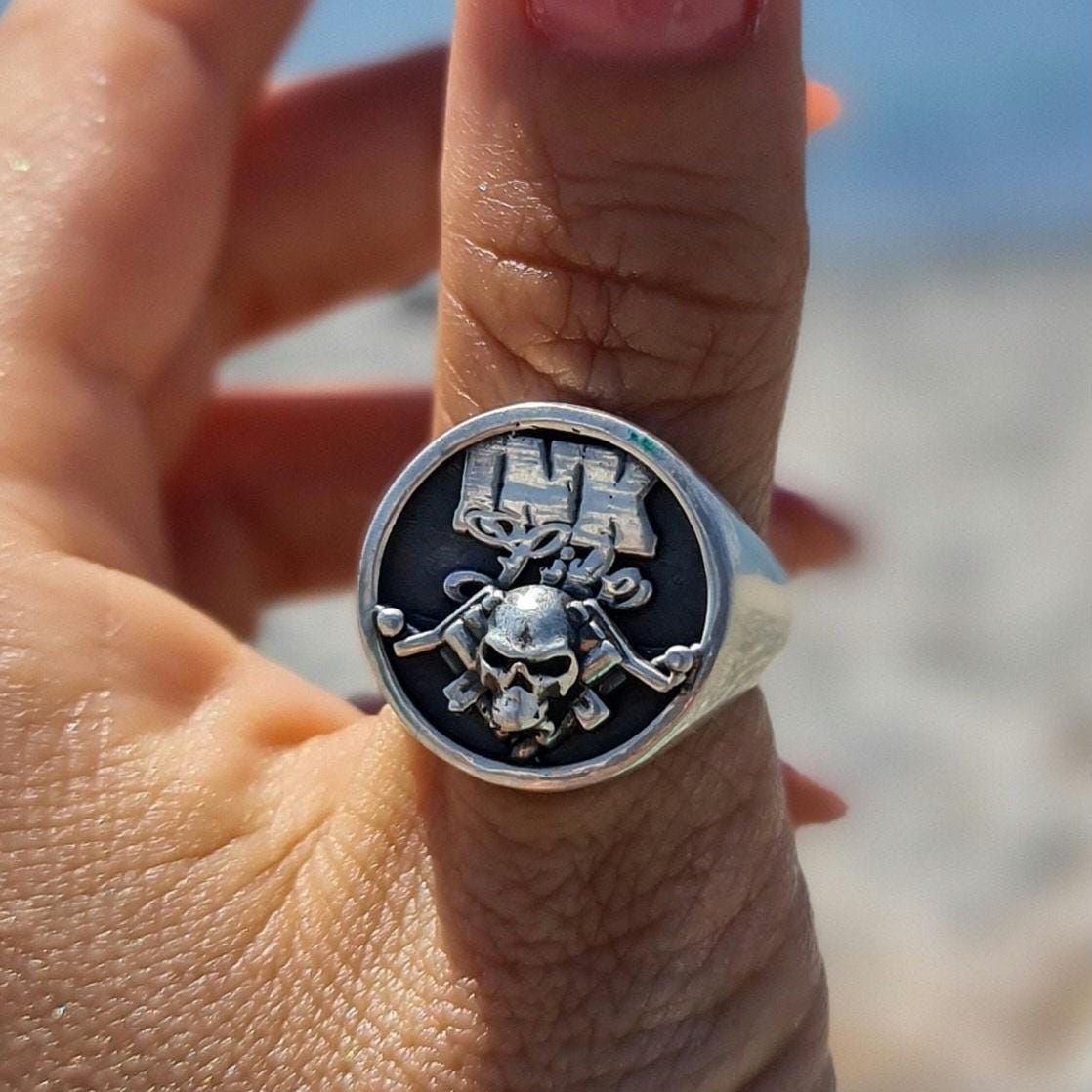Tattoo Guns "Ink Life"-inspired Ring - Handmade Skull Ring - Crafted in 925 Sterling Silver