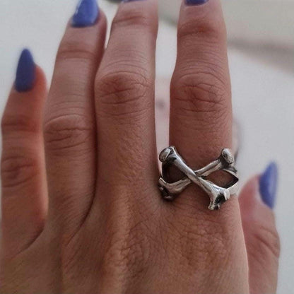 Handmade 925 Silver Bones Ring: Gothic Biker Jewelry