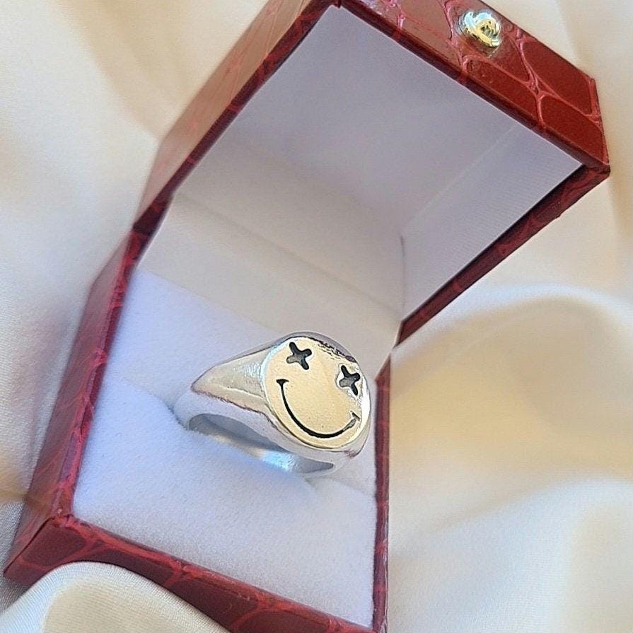 Smiley face  Ring   sterling silver Handcrafted with care - solid sturdy