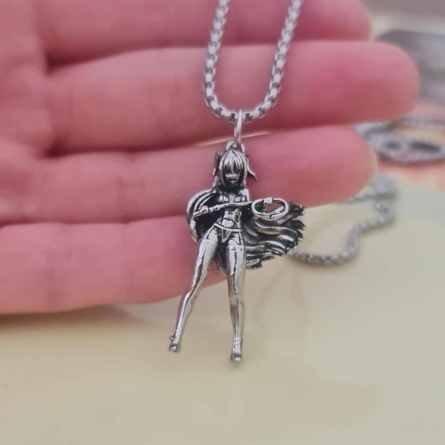 Anime Bunny Girl Cosplay style sexy long haired Girl with whip rope Necklace