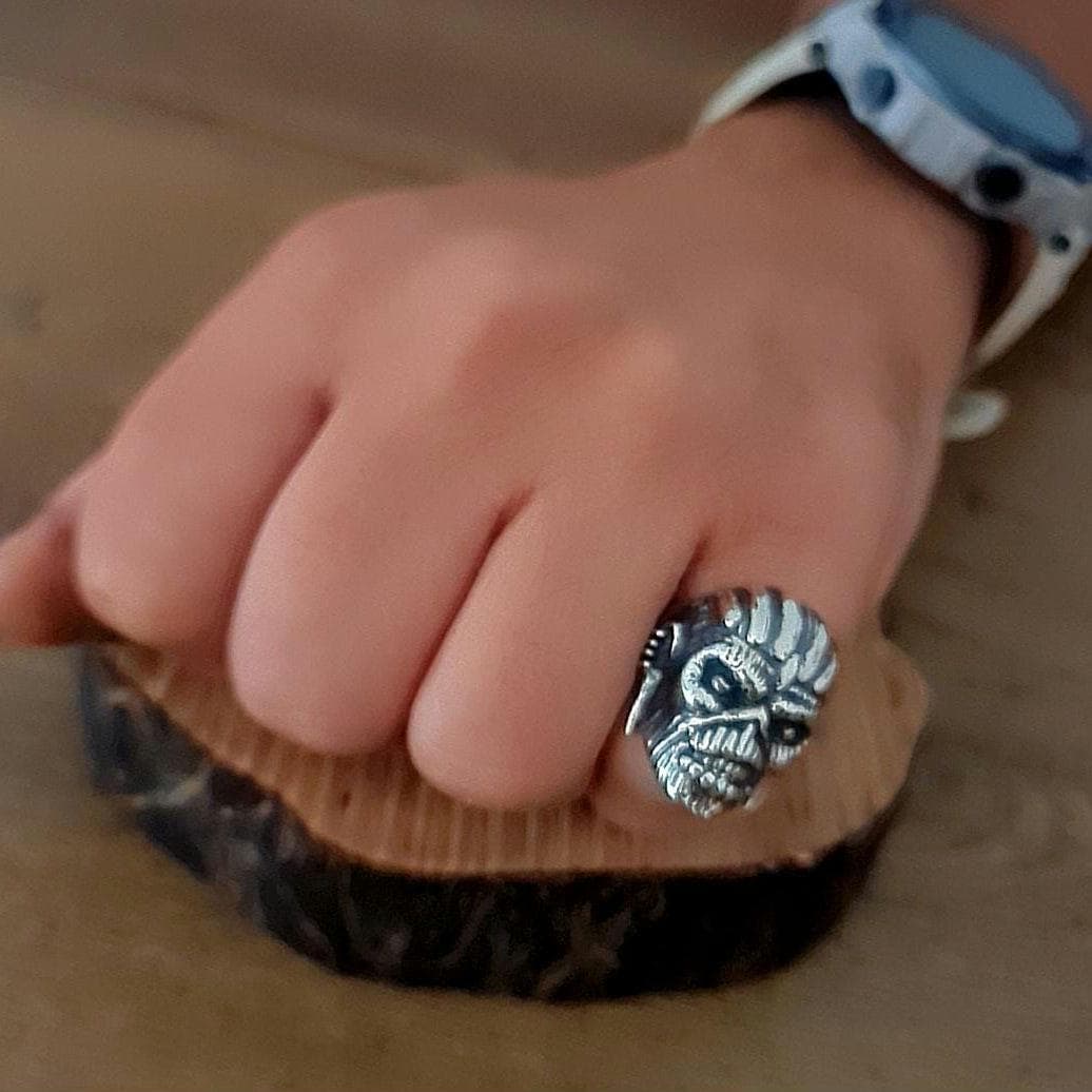 Eddie Mayan Skull Ring Pendant Bundle: Rock Heavy Metal Bundle  Handmade Sterling Silver