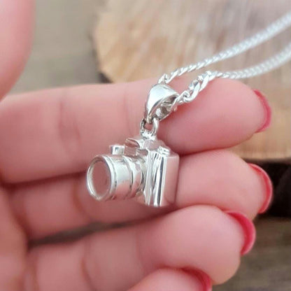 SLR Camera Necklace Handmade -Unisex Statement Piece for photography lovers- Sterling Silver
