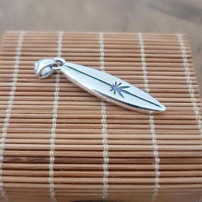 Handmade Sterling Silver Surfboard Pendant: Beach Lover Gift