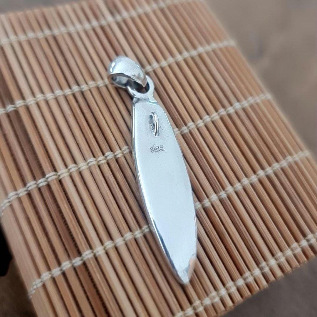 Handmade Sterling Silver Surfboard Pendant: Beach Lover Gift