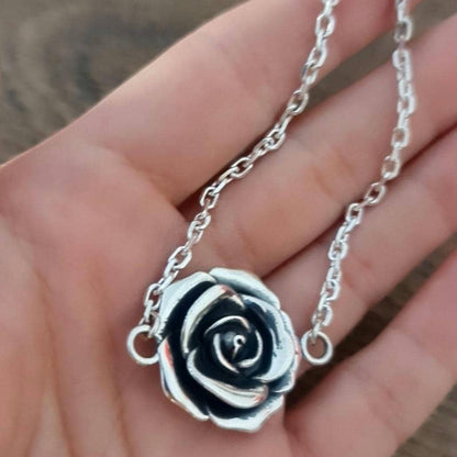 Sterling Silver Rose Bracelet: Chunky Elegant Flower Jewelry