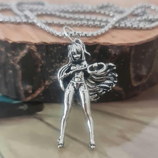 Anime Bunny Girl Cosplay style sexy long haired Girl with whip rope Necklace