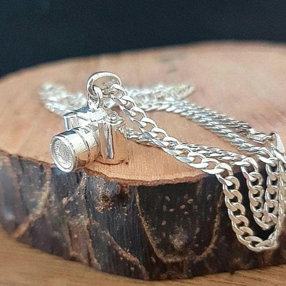 SLR Camera Necklace Handmade -Unisex Statement Piece for photography lovers- Sterling Silver