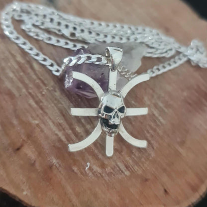 Handmade Sterling Silver Skull Pendant: Greek Epsilon Symbol