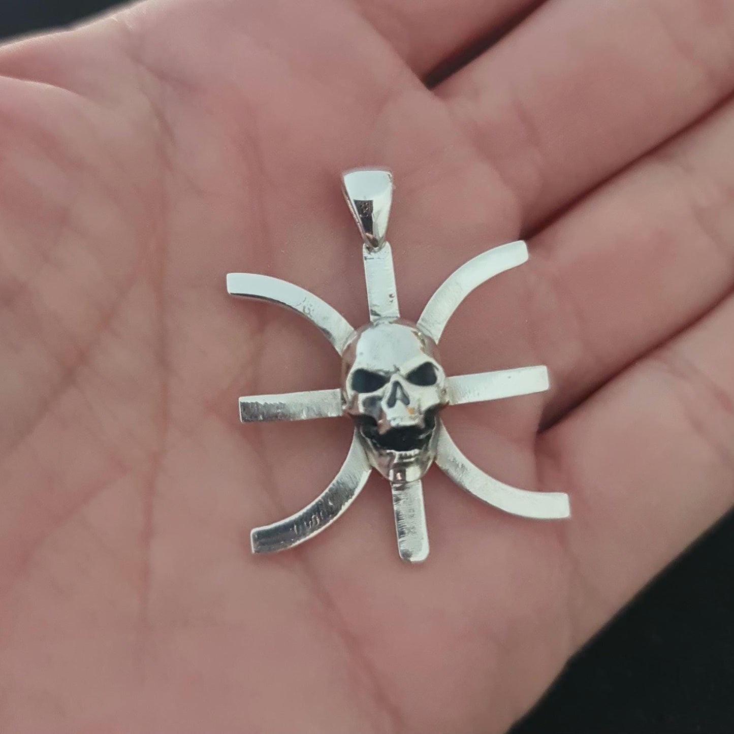 Handmade Sterling Silver Skull Pendant: Greek Epsilon Symbol