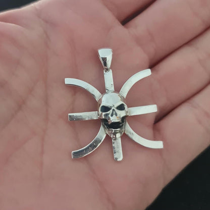 Handmade Sterling Silver Skull Pendant: Greek Epsilon Symbol