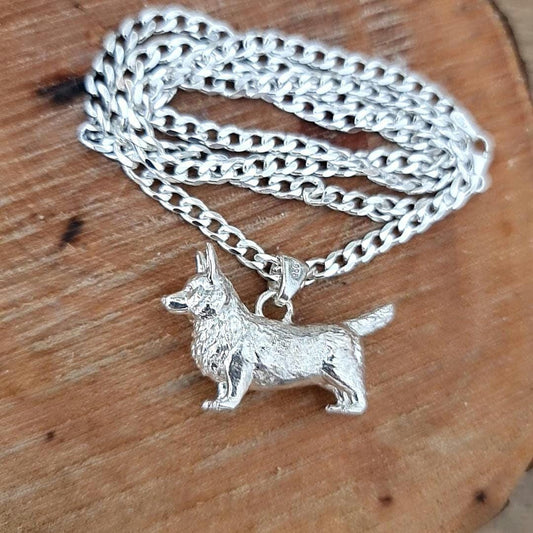 Handmade Sterling Silver Corgi Pendant: Dog Lover Gift