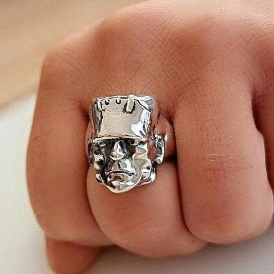 Frankenstein Ring Handmade Sterling Silver: Gothic Horror Jewelry