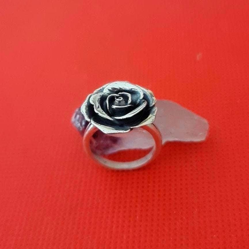 Sterling Silver Rose Ring: Floral Statement Jewelry