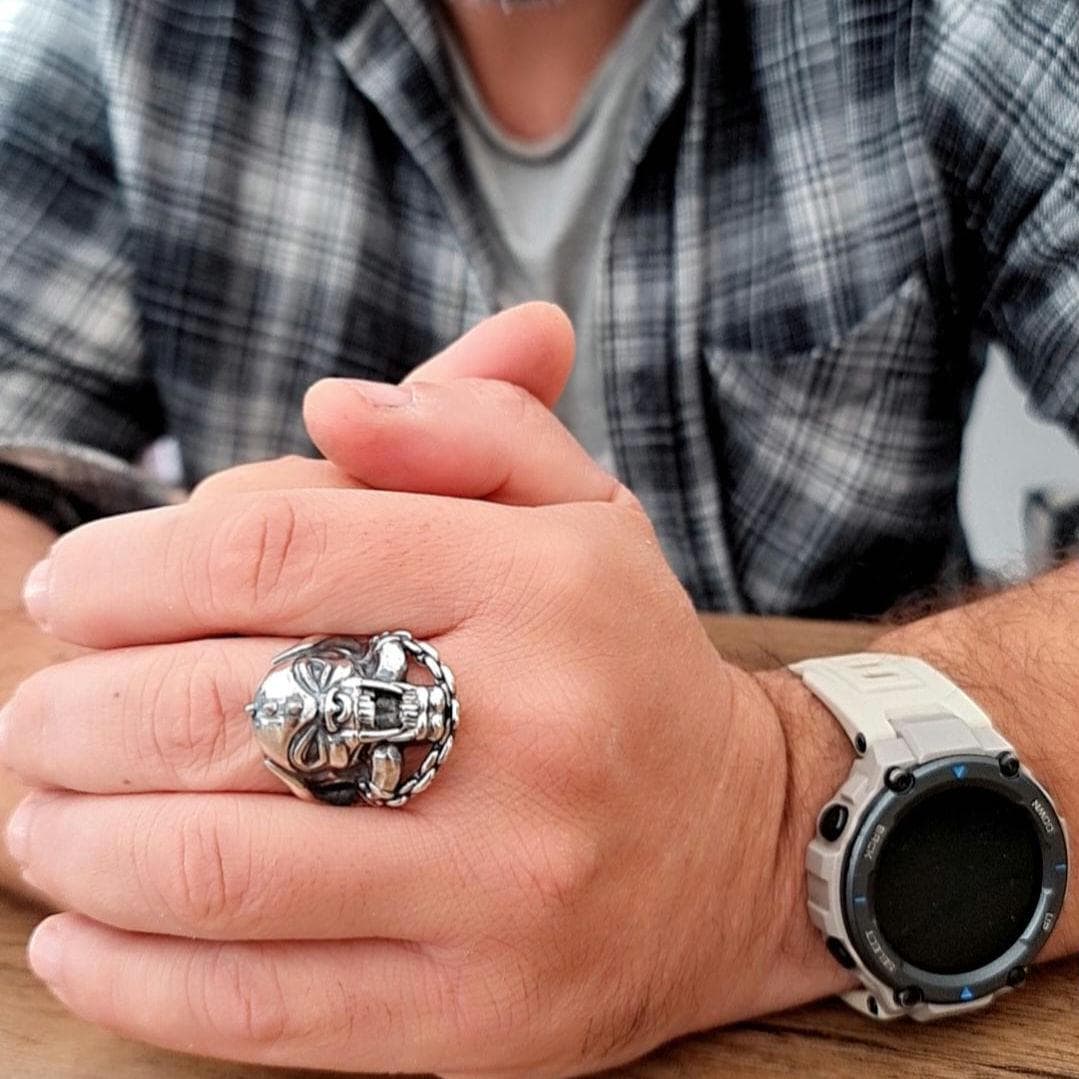 925 Silver War Pig Ring: Gothic Rockstar Jewelry