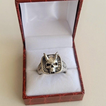 Handcrafted 925 Silver Japanese Oni Skull Ring