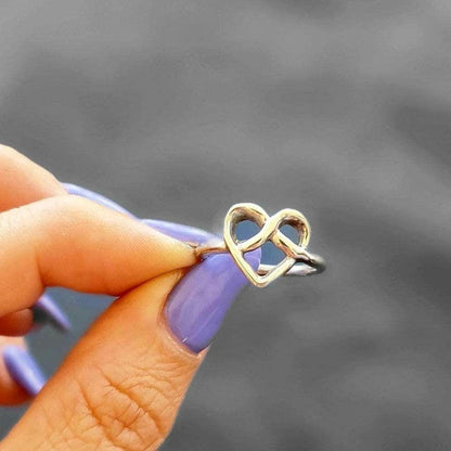 Sterling Silver Heart Knot Ring: Minimalist Love Jewelry