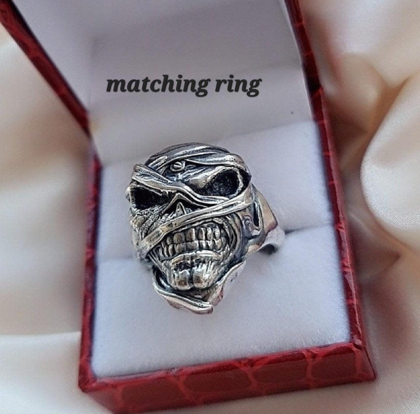 Handmade Sterling Silver Mummy Skull Pendant: Rocker Jewelry