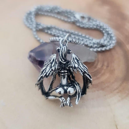 Winged Demon Devil Goddess Necklace , Anime, Cosplay- punk Gothic Sexy 60 cm round box chain