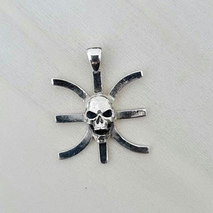 Handmade Sterling Silver Skull Pendant: Greek Epsilon Symbol