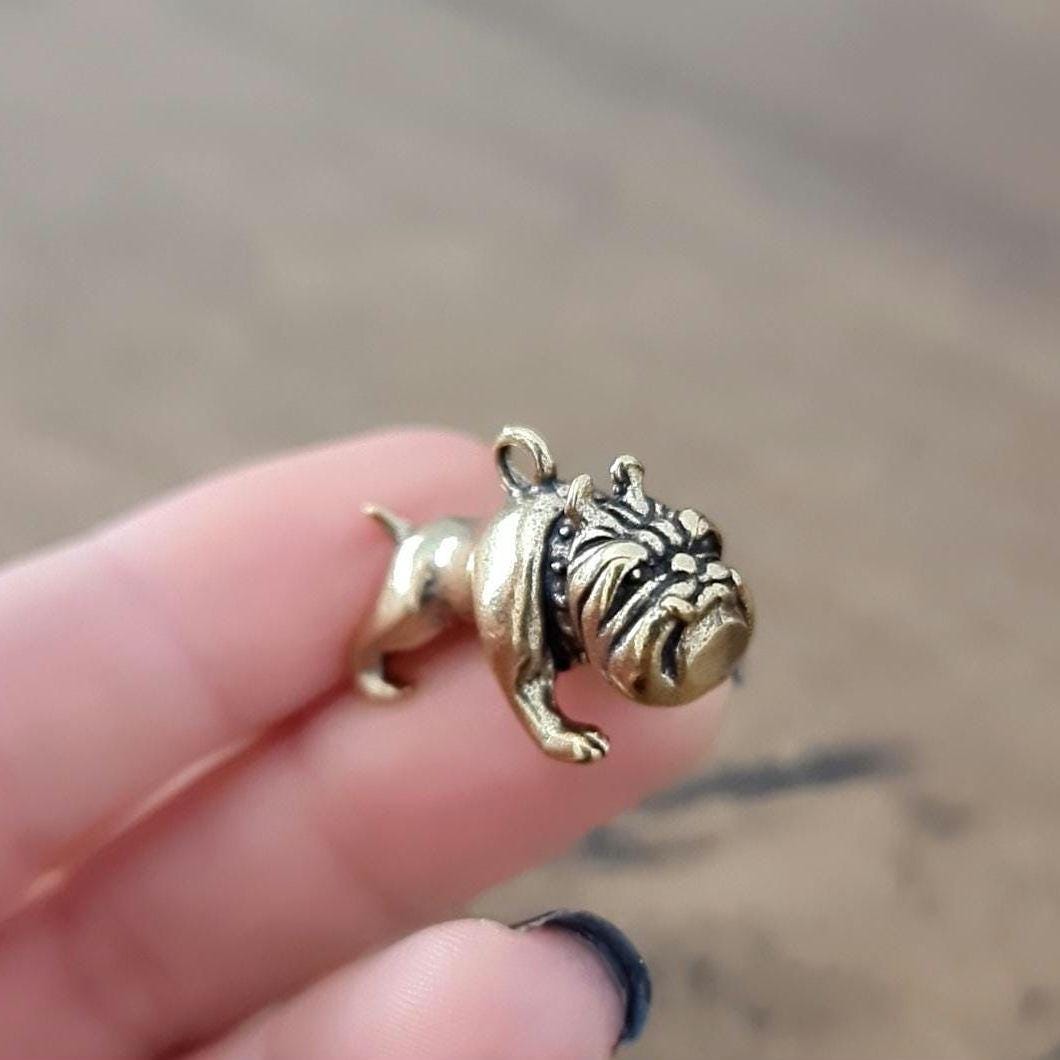 Brass English Bulldog Charm: Detailed Dog Lover Gift