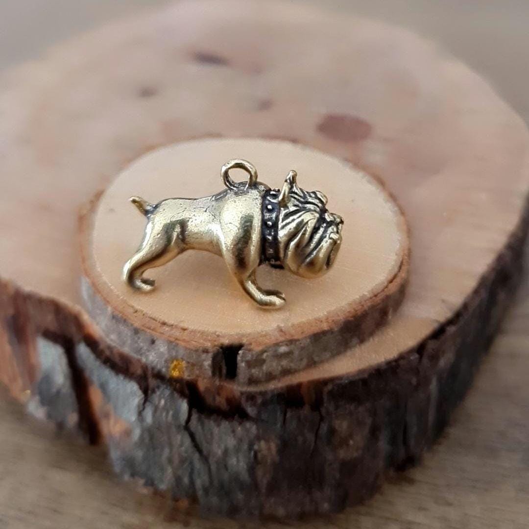 Brass English Bulldog Charm: Detailed Dog Lover Gift