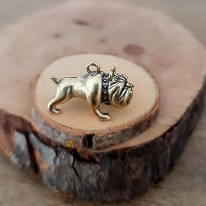 Brass English Bulldog Charm: Detailed Dog Lover Gift