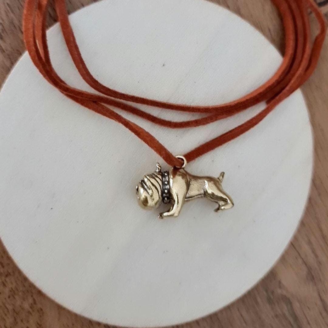 Brass English Bulldog Charm: Detailed Dog Lover Gift