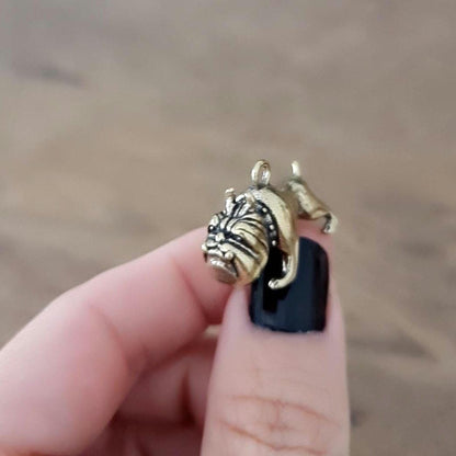 Brass English Bulldog Charm: Detailed Dog Lover Gift