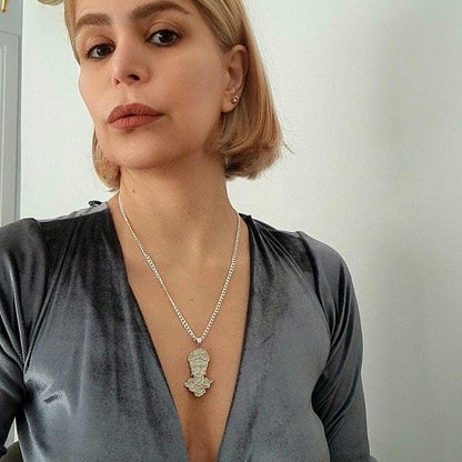 Statement Frida Kahlo Pendant: 925 Sterling Silver Artistic Necklace