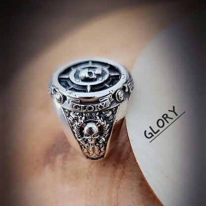 Nautical Pirate Ring - Discover Adventure ,Style with our Punk-Inspired  Signet Ring  925 Sterling silver
