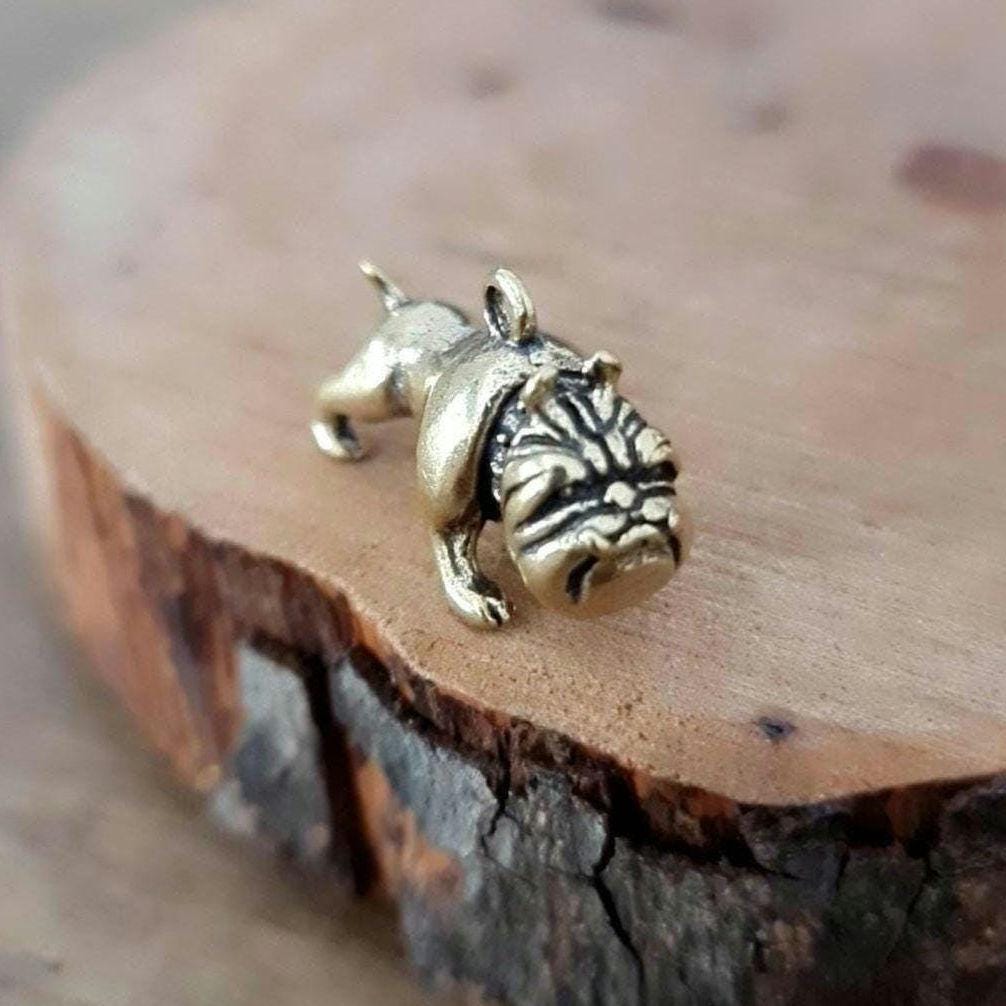 Brass English Bulldog Charm: Detailed Dog Lover Gift