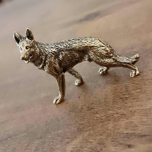 Ornament brass German Shepherd Solid and Sturdy dog figurine - Deco style (98 grams )