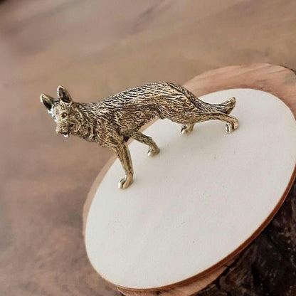 Ornament brass German Shepherd Solid and Sturdy dog figurine - Deco style (98 grams )