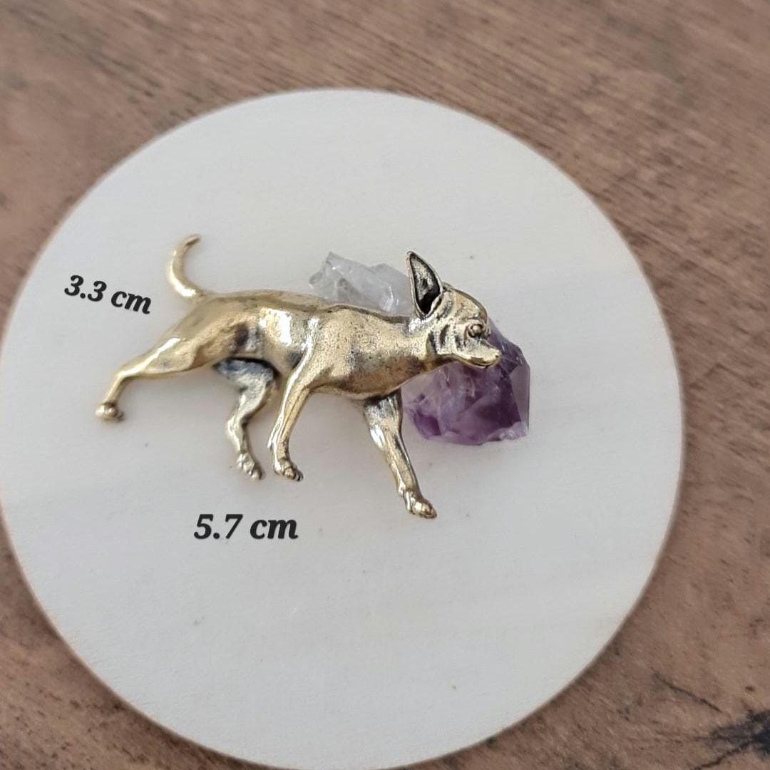 Ornament brass  chihuahua Decorative figure Solid & Sturdy Sculpture- Realistic - 34 grams