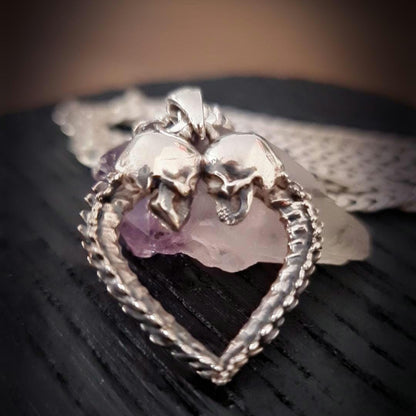 Skull Heart Pendant –Gothic Couple Necklace –  – Dark Romance  –   Till Death Do Us Part